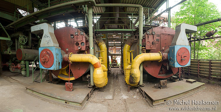 photo merge of steel production plant